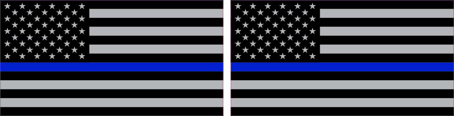 Autoaufkleber - 2er SET - Polizei, Police - Thin Blue LINE Polizei USA Fahne Flagge