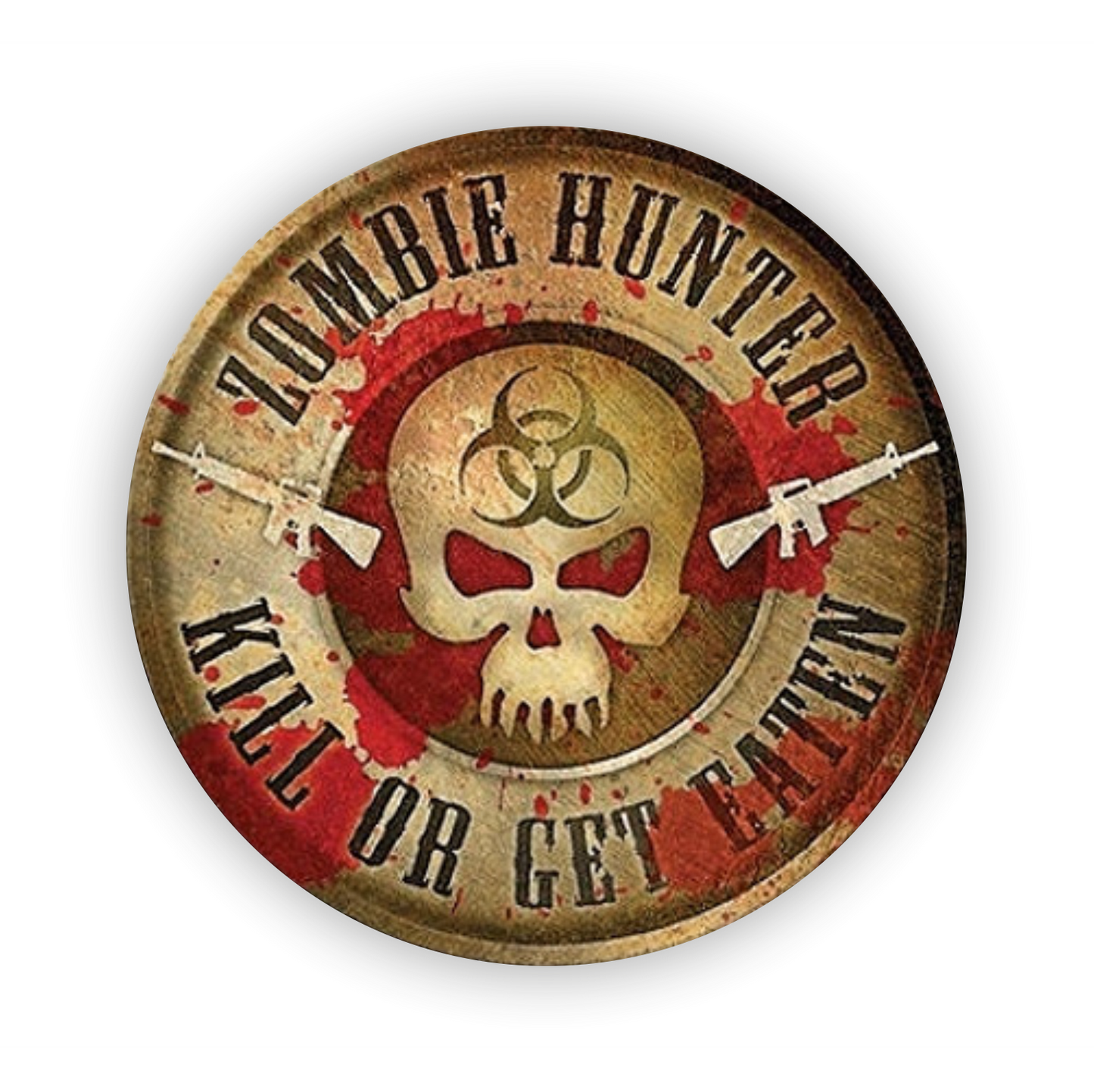 Sticker - Warnhinweis - Warnung - Sign - Schild - Hinweis - Achtung - Zombie Hunter - kill or get eaten