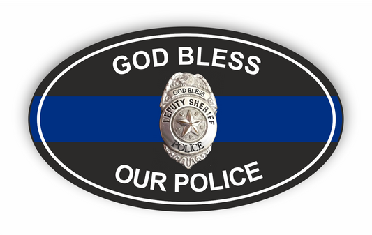 Autoaufkleber - Polizei, Police - Blue Thin Line - God bless our Police