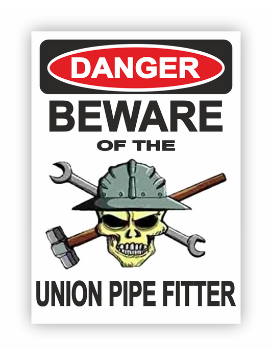Sticker - Warnhinweis - Warnung - Sign - Schild - Hinweis - Achtung - Danger - Beware of the union pipe fitter