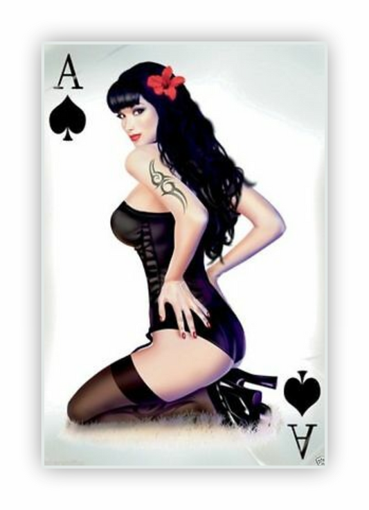 Pin-Up Aufkleber - Retro Poker Pik Ass 1950er