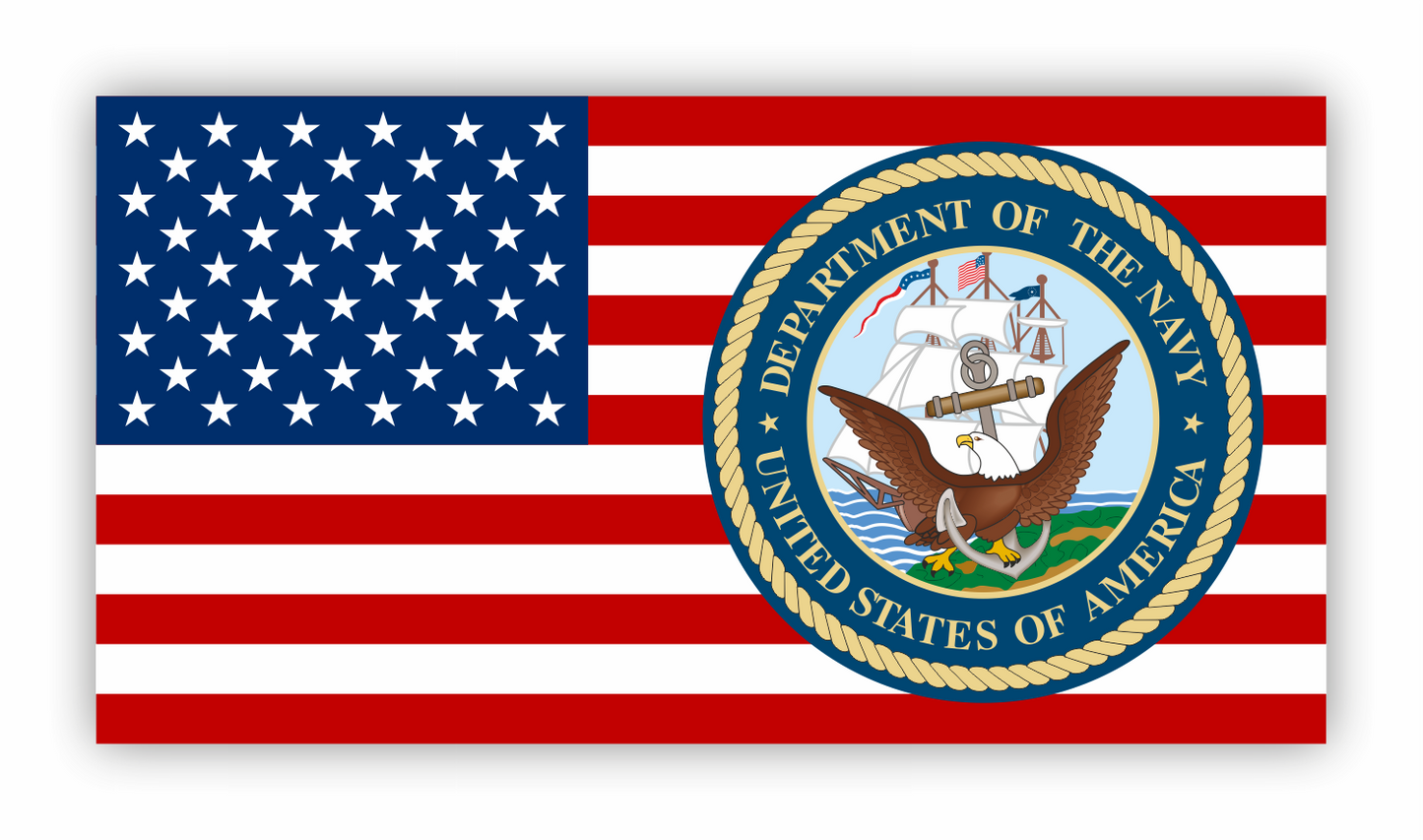 Autoaufkleber USA - Amerika - Reisen - Department of the Navy - Seal auf Flagge