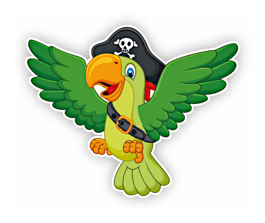 Grüner Papagei Pirat Aufkleber