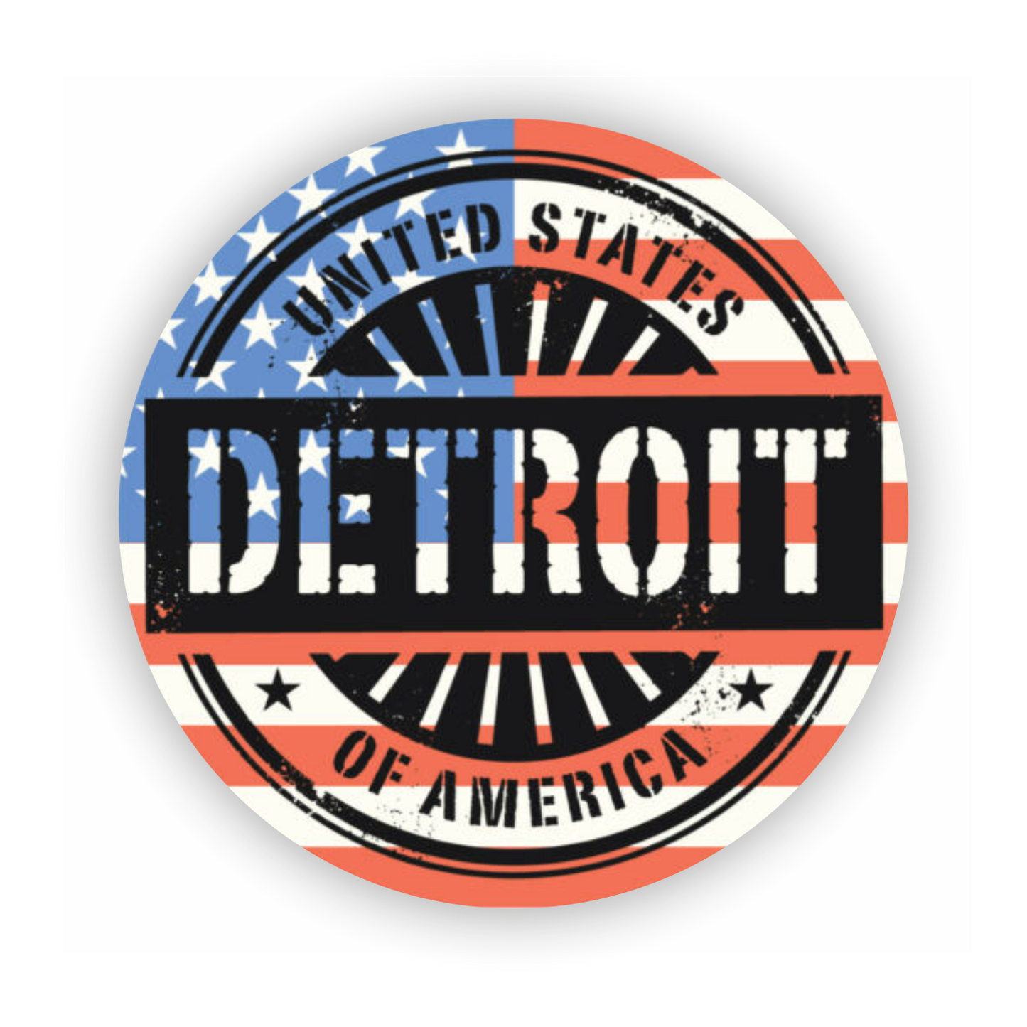 Autoaufkleber USA - Amerika - Reisen - Länder - Detroit - rund - US-Farben