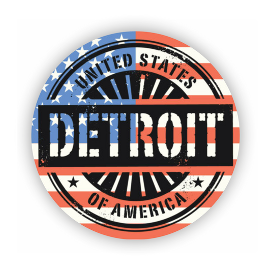 Autoaufkleber USA - Amerika - Reisen - Länder - Detroit - rund - US-Farben