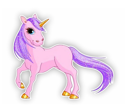 Autoaufkleber - Einhorn -  Glitzer, Rosa, seitlich - Märchen - Kinder - bunt - Phantasie - Fantasy