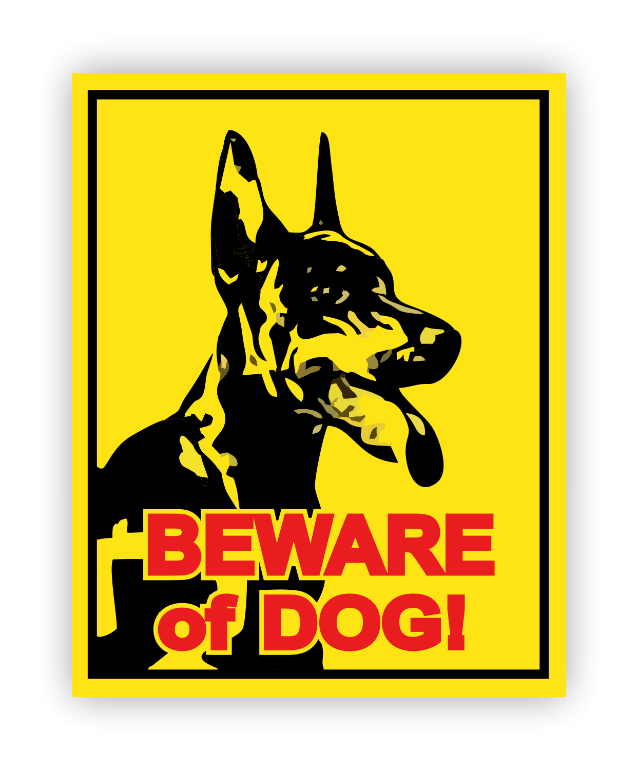 Sticker - Warnhinweis - Warnung - Sign - Schild - Hinweis - Achtung - Danger - Danger - Beware of Dog - Dobermann