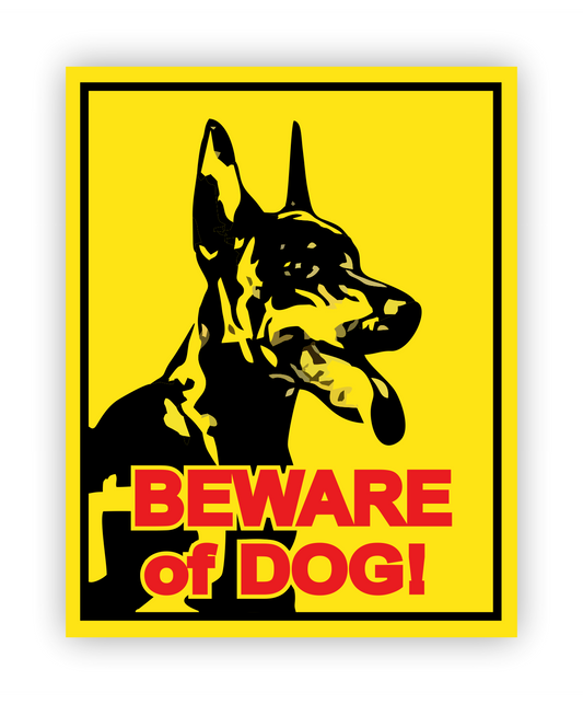 Sticker - Warnhinweis - Warnung - Sign - Schild - Hinweis - Achtung - Danger - Danger - Beware of Dog - Dobermann
