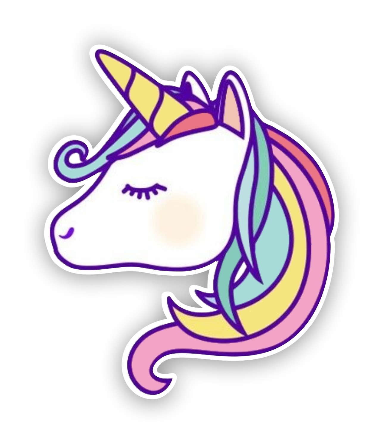 Autoaufkleber - Einhorn - Porträt, Kopf, Regenbogen, träumt - Märchen - Kinder - bunt - Phantasie - Fantasy