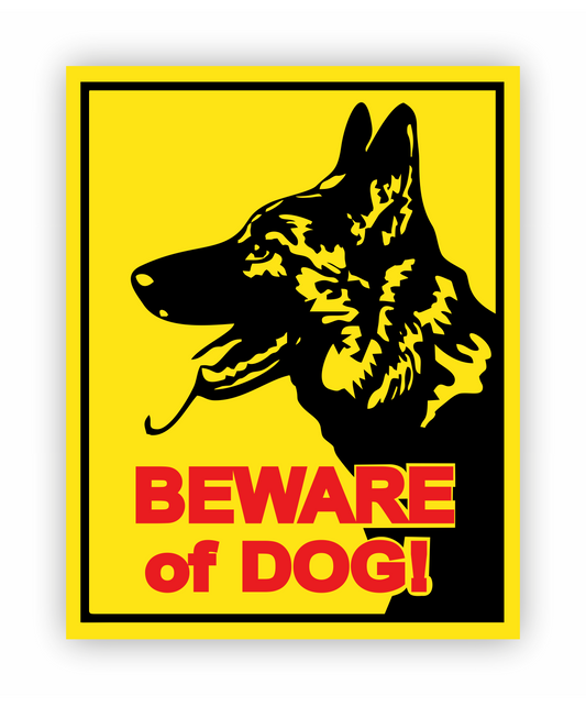 Sticker - Warnhinweis - Warnung - Sign - Schild - Hinweis - Achtung - Danger - Beware of Dog - Schäferhund