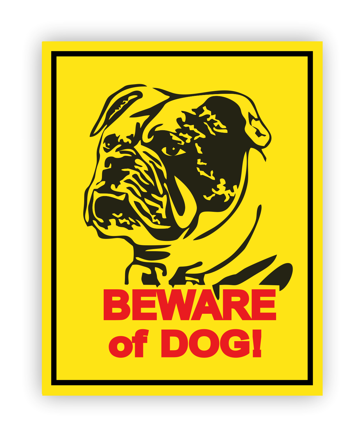 Sticker - Warnhinweis - Warnung - Sign - Schild - Hinweis - Achtung - Danger - Danger - Beware of Dog - Bulldogge