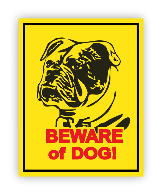 Sticker - Warnhinweis - Warnung - Sign - Schild - Hinweis - Achtung - Danger - Danger - Beware of Dog - Bulldogge
