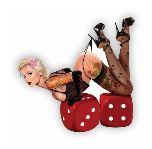 Pin-Up Aufkleber - Retro Würfel Tattoo 1950er
