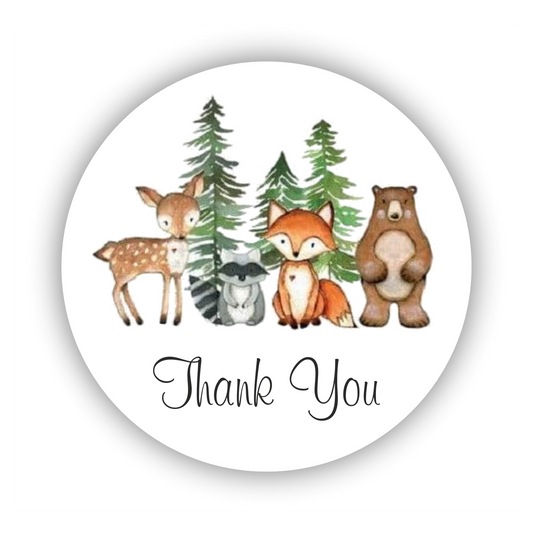Briefsiegel - Sticker - Danke - Thank You - Waldtiere - rund
