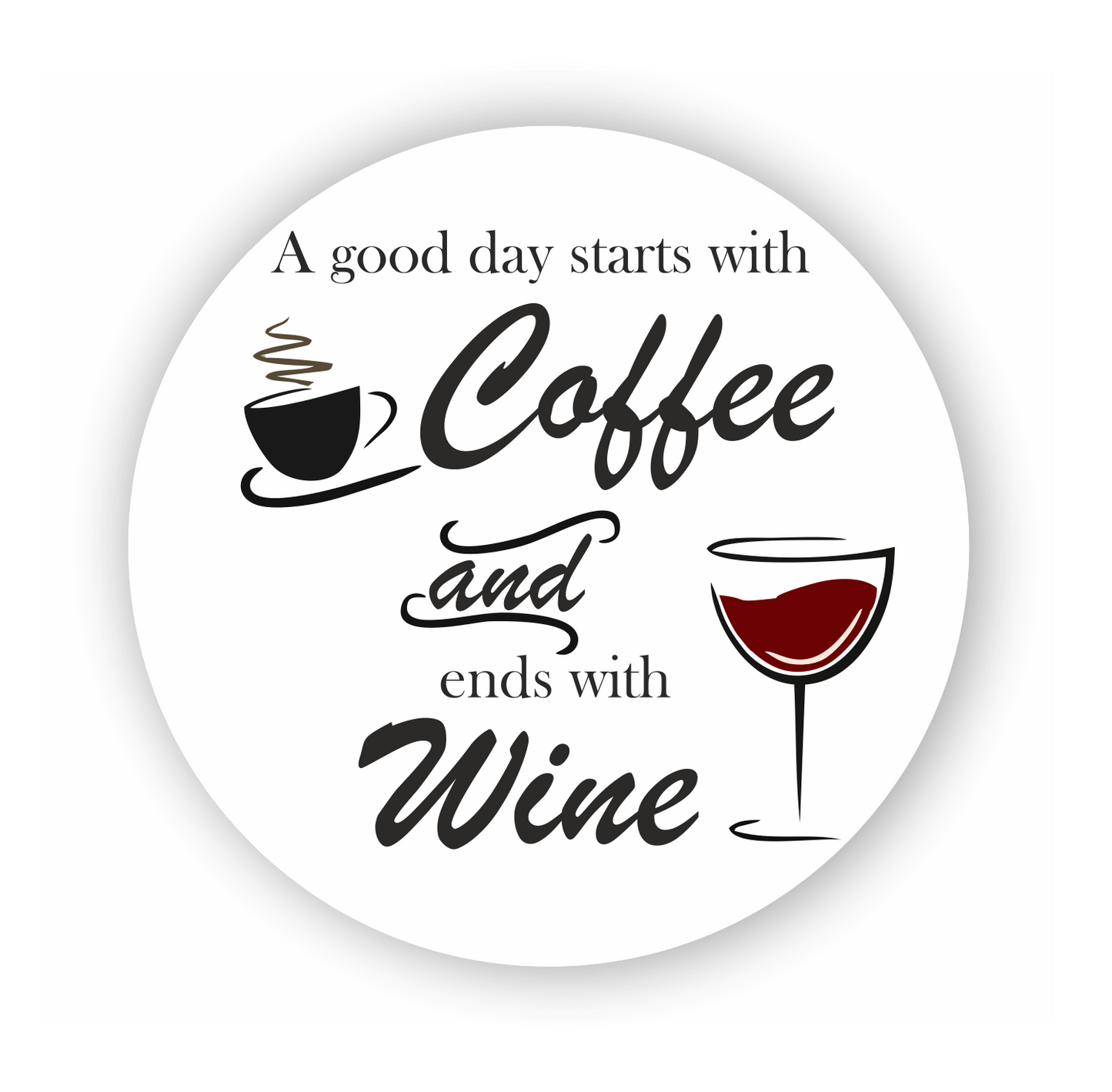 Briefsiegel - Sticker - Grüße - coffee and wine - rund