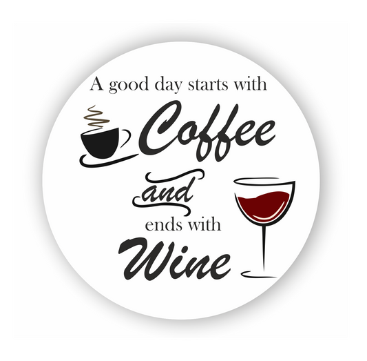 Briefsiegel - Sticker - Grüße - coffee and wine - rund