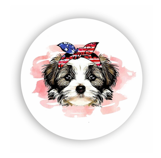 Autoaufkleber USA - Amerika - Reisen - rund - Hund - US Schleife