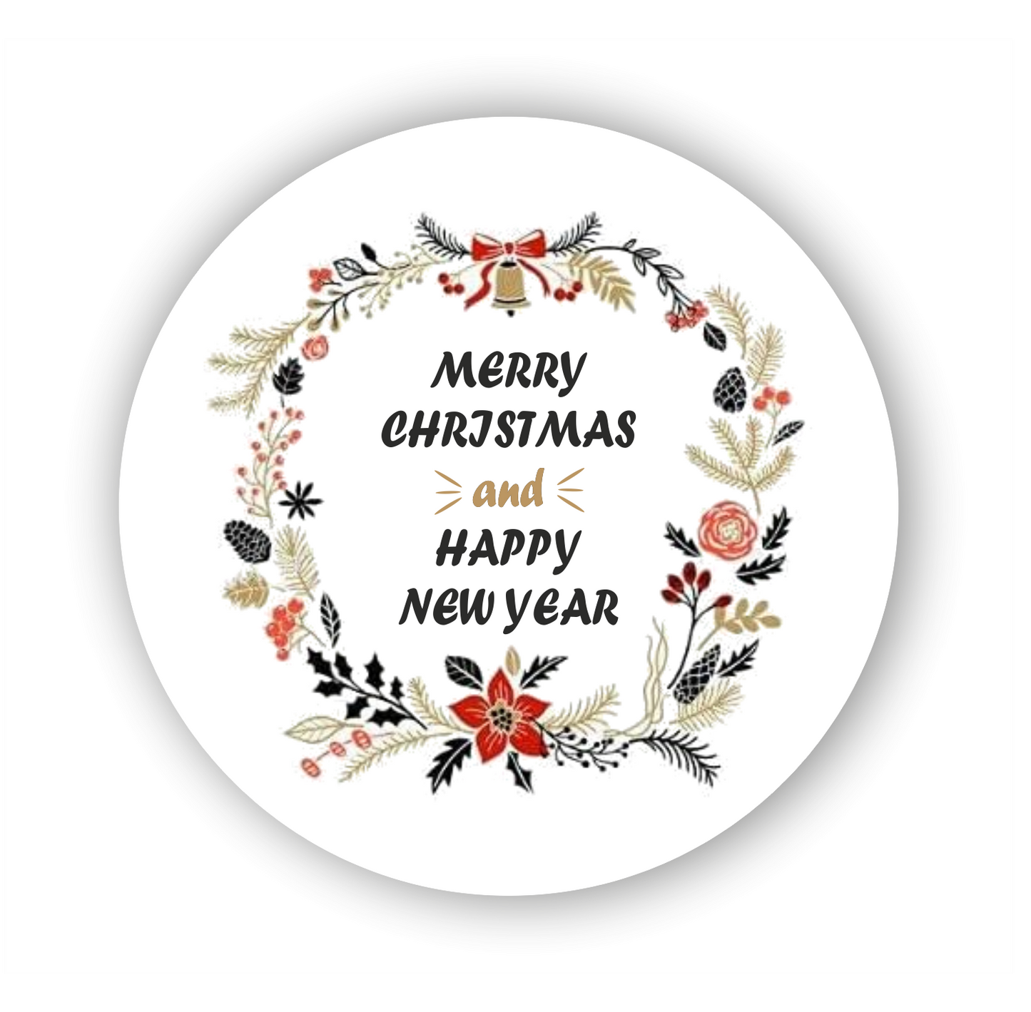 Autoaufkleber Deko - Briefsiegel - Weihnachten - Silvester - merry christmas and happy new year