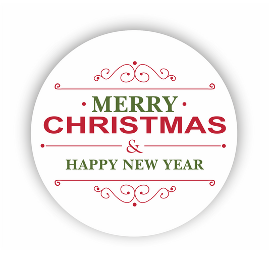 Autoaufkleber Deko - Briefsiegel - Weihnachten - Silvester - merry christmas and happy new year - rot/grün