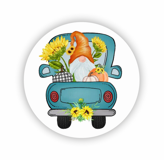 Autoaufkleber Deko - Briefsiegel - Wichtel - Gnome - Zwerg -Sonnenblumen