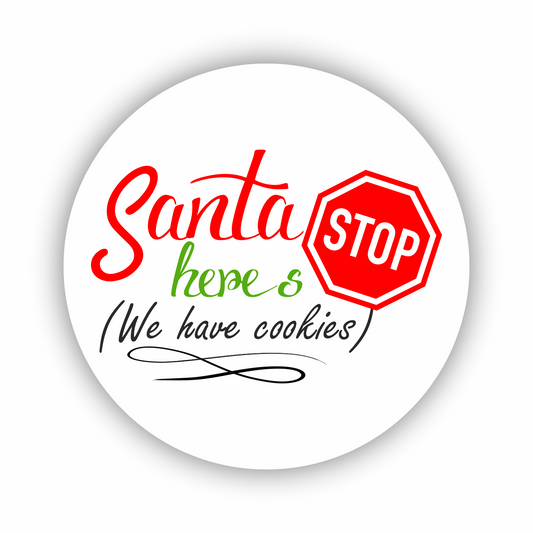 Autoaufkleber Deko - Briefsiegel - Weihnachten - Santa here`s Stop - we have cookies