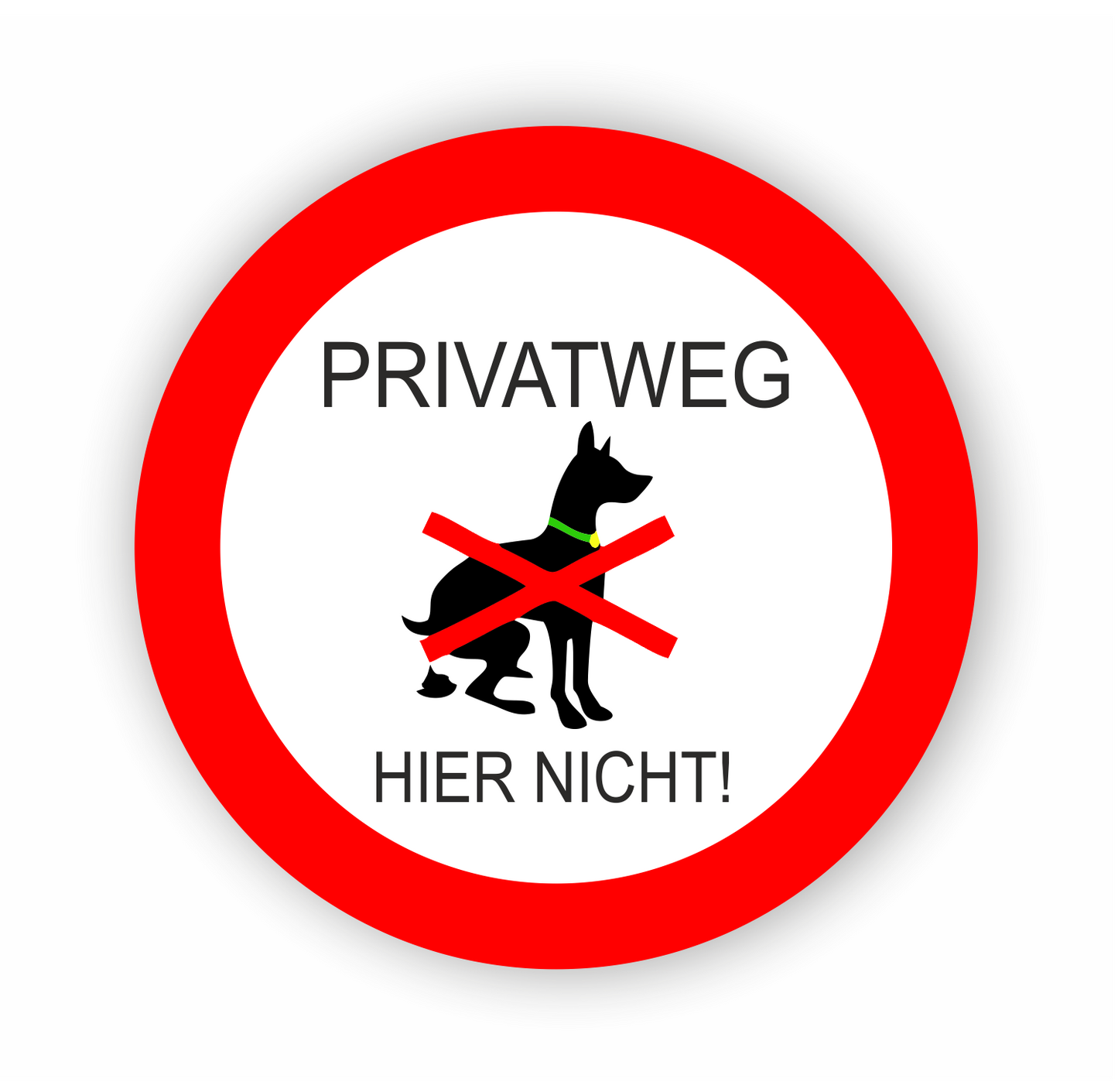 Autoaufkleber Hunde - Warnung - Sicherheitshinweis - Privatweg - hier kein Hundeklo - rund