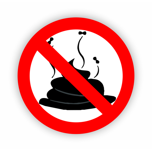 Autoaufkleber Hunde - Warnung - Sicherheitshinweis - Kein Hundeklo - Hundekot verboten - Fliegen - rund