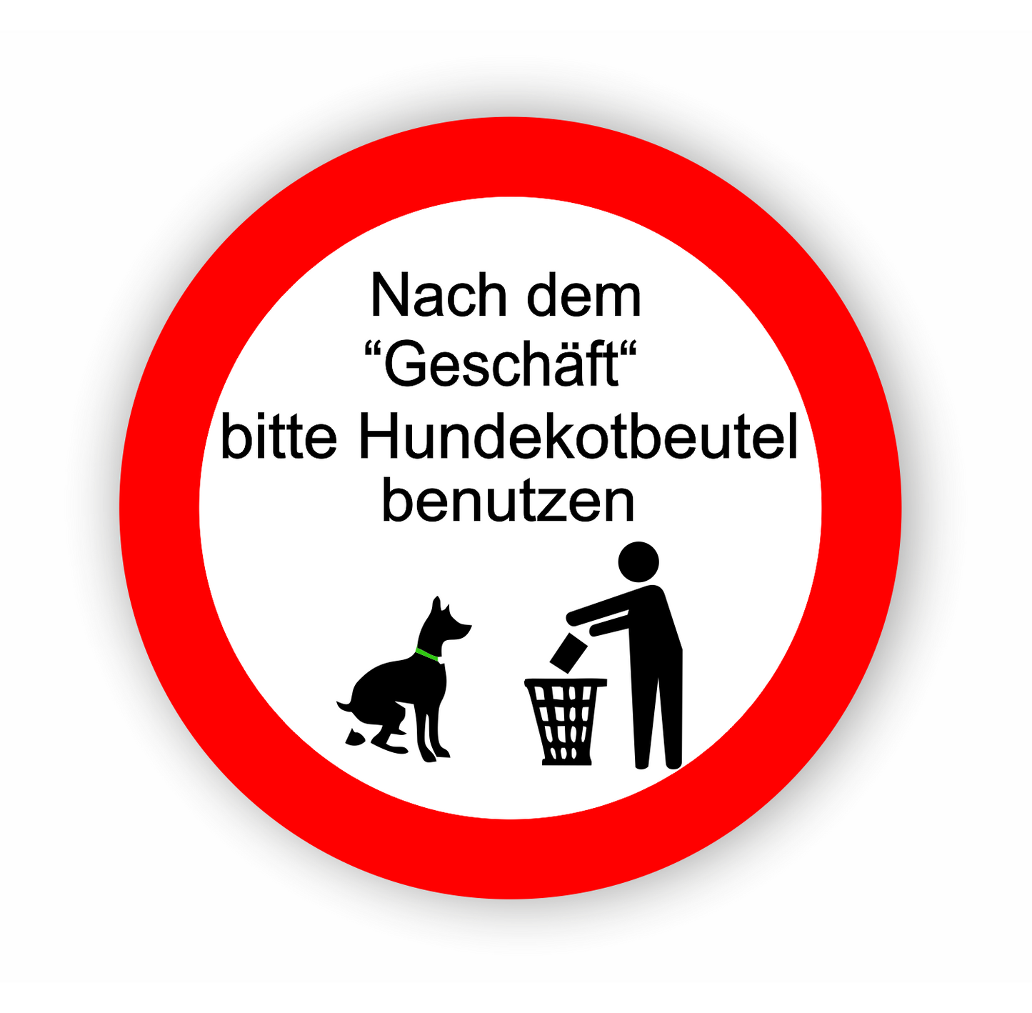 Autoaufkleber Hunde - Warnung - Sicherheitshinweis - Kein Hundeklo - bitte Hundekotbeutel benutzen - rund
