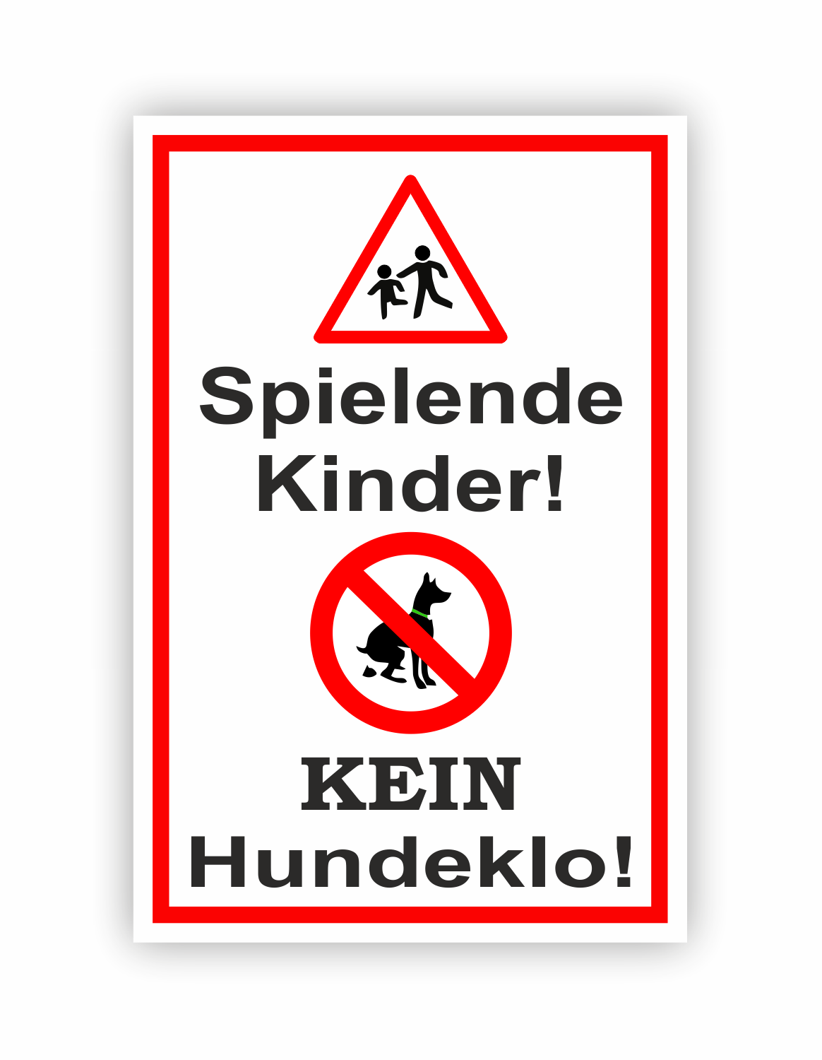 Autoaufkleber Hunde - Warnung - Sicherheitshinweis - Spielende Kinder - hier kein Hundeklo