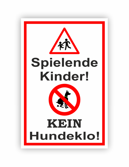 Autoaufkleber Hunde - Warnung - Sicherheitshinweis - Spielende Kinder - hier kein Hundeklo