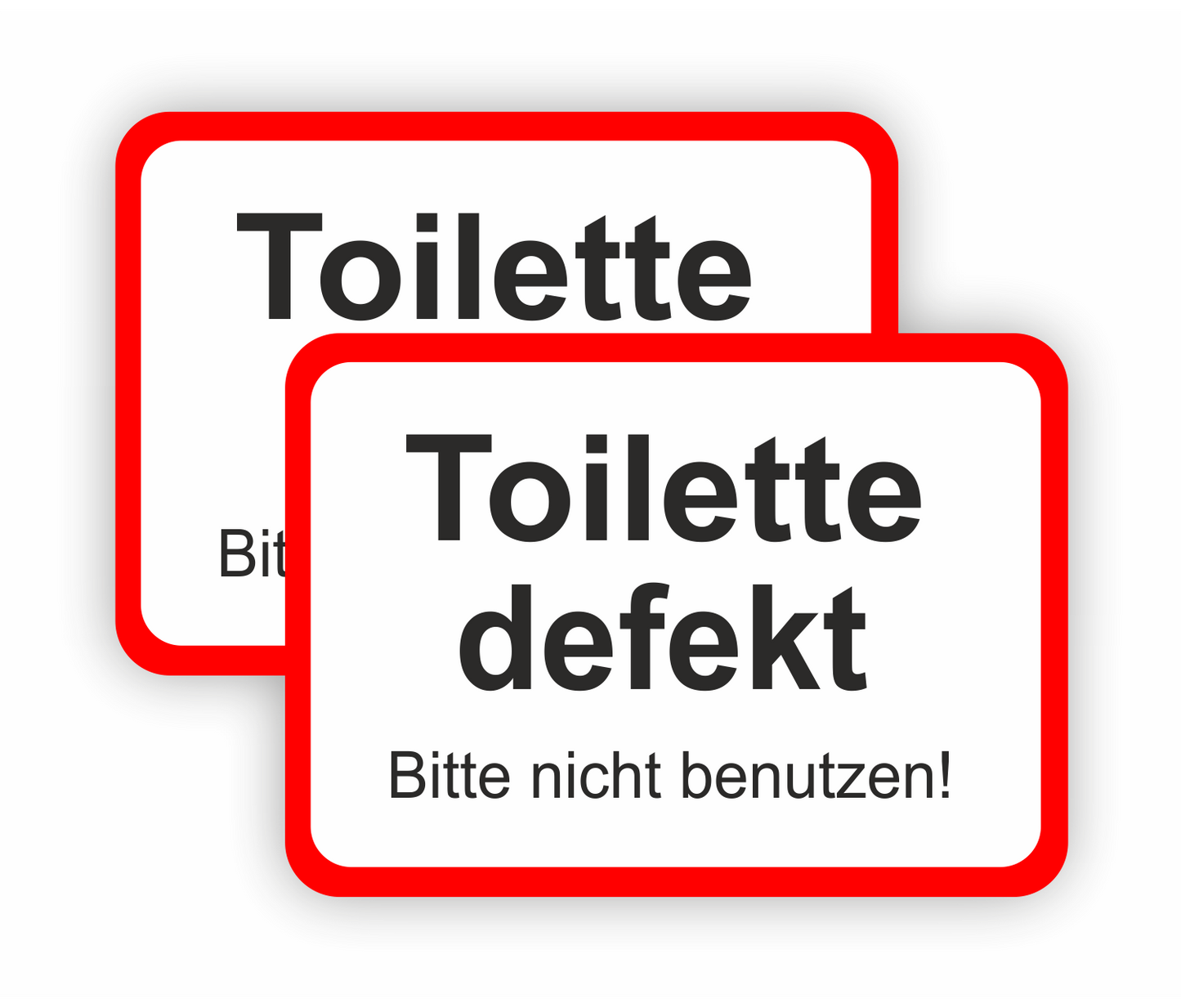 Sticker - Warnhinweis - Warnung - Sign - Schild - Hinweis - Achtung - Toilettenregeln - Toilette defekt - nicht benutzen - SET