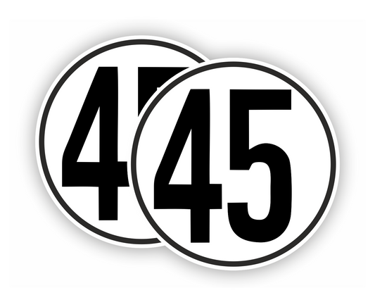 Autoaufkleber - SET - 45 kmH Geschwindigkeitsschilder - schwarz weiß -  Warnung - Hinweise - Regeln - Schilder