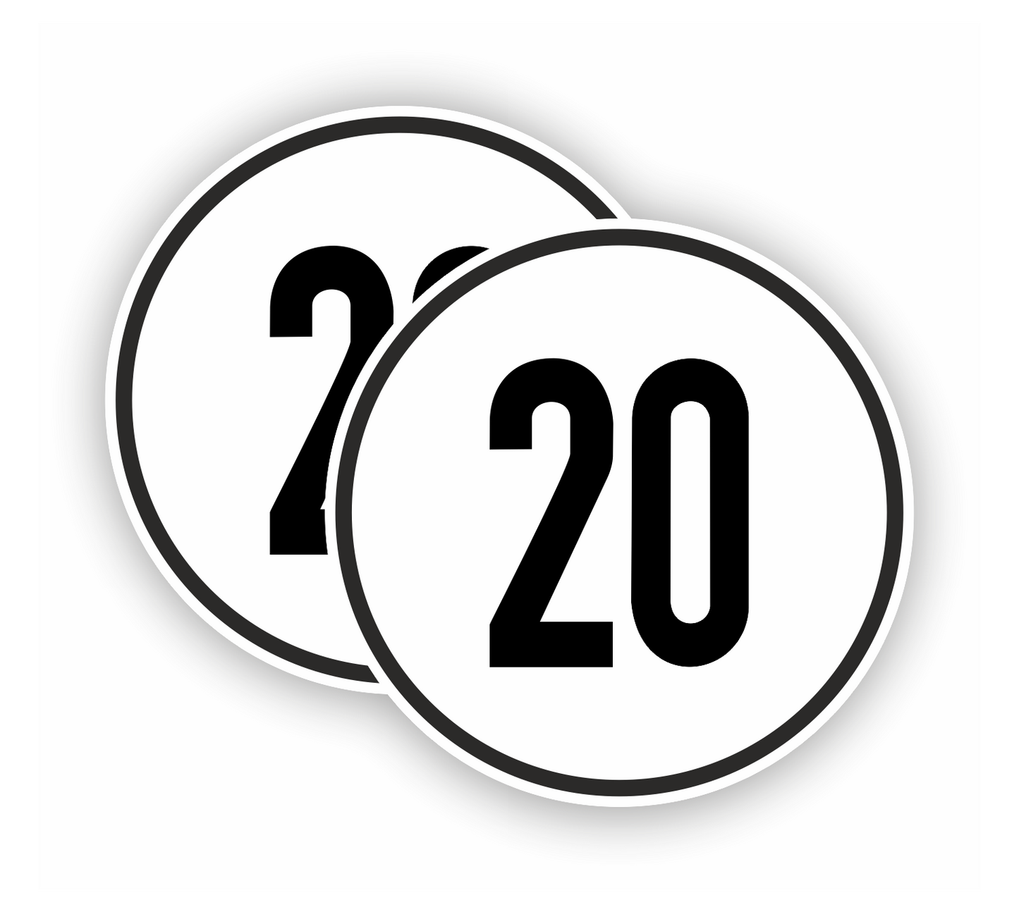 Autoaufkleber - SET - 20 kmH Geschwindigkeitsschilder - schwarz weiß -  Warnung - Hinweise - Regeln - Schilder