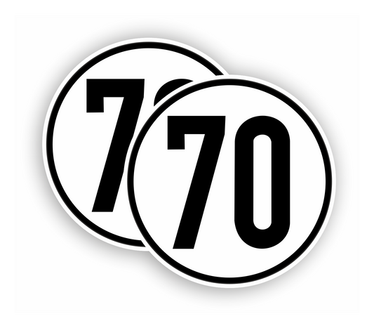 Autoaufkleber - SET - 70 kmH Geschwindigkeitsschilder - schwarz weiß -  Warnung - Hinweise - Regeln - Schilder