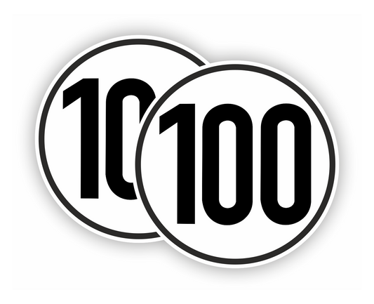 Autoaufkleber - SET - 100 kmH Geschwindigkeitsschilder - schwarz weiß -  Warnung - Hinweise - Regeln - Schilder