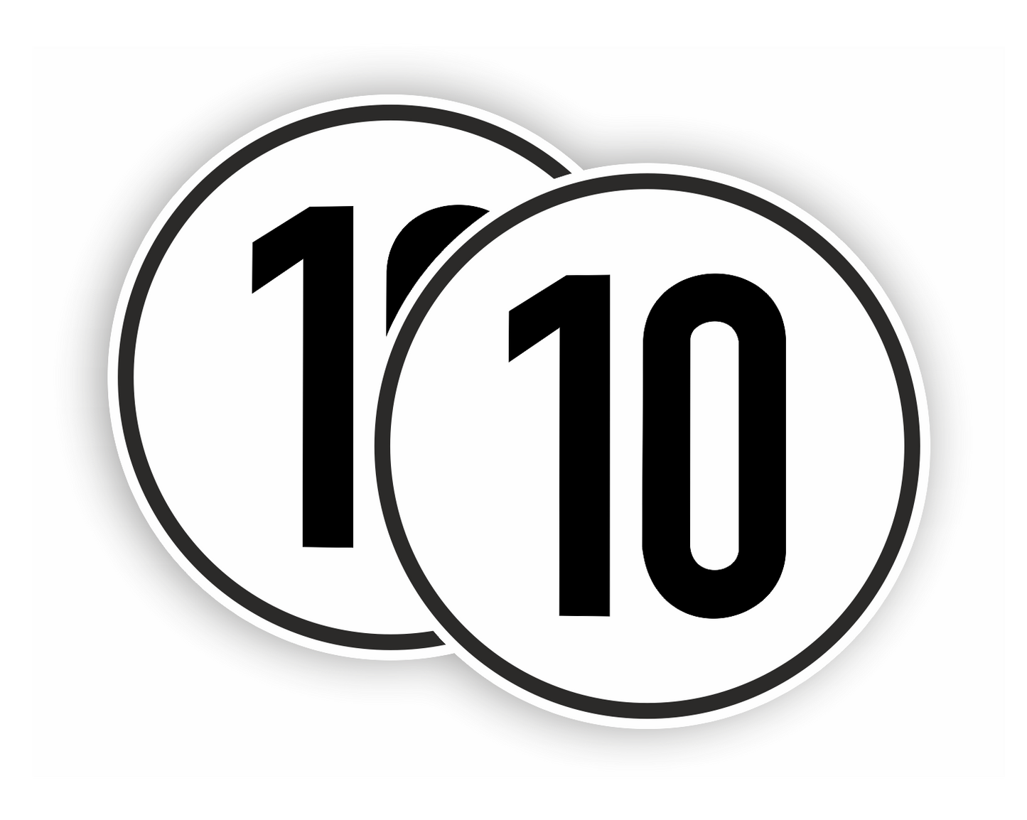 Autoaufkleber - SET - 10 kmH Geschwindigkeitsschilder - schwarz weiß -  Warnung - Hinweise - Regeln - Schilder