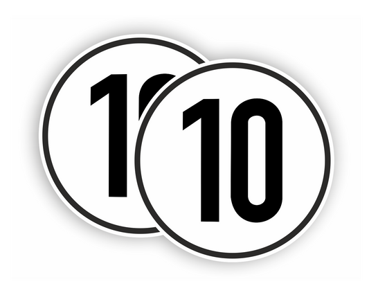 Autoaufkleber - SET - 10 kmH Geschwindigkeitsschilder - schwarz weiß -  Warnung - Hinweise - Regeln - Schilder