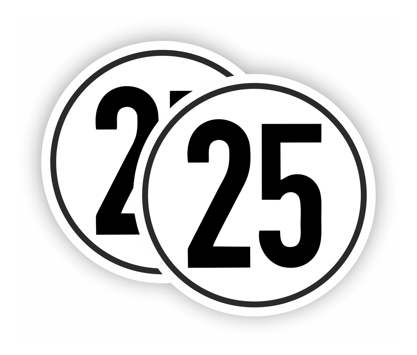 Autoaufkleber - SET - 25 kmH Geschwindigkeitsschilder - schwarz weiß -  Warnung - Hinweise - Regeln - Schilder