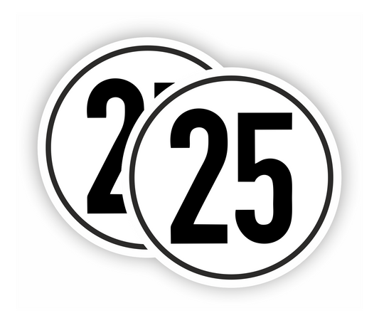 Autoaufkleber - SET - 25 kmH Geschwindigkeitsschilder - schwarz weiß -  Warnung - Hinweise - Regeln - Schilder