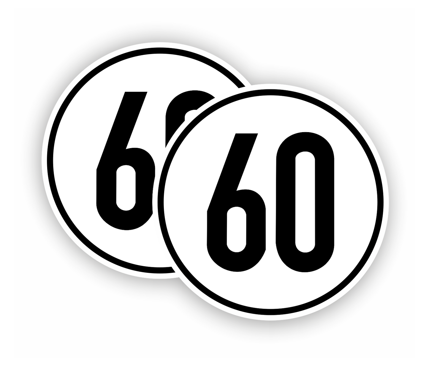 Autoaufkleber - SET - 60 kmH Geschwindigkeitsschilder - schwarz weiß -  Warnung - Hinweise - Regeln - Schilder