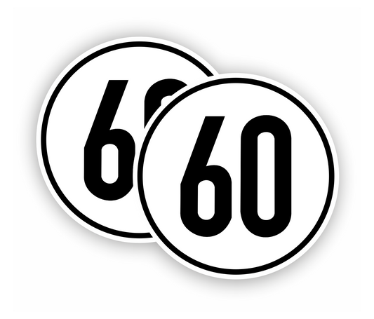 Autoaufkleber - SET - 60 kmH Geschwindigkeitsschilder - schwarz weiß -  Warnung - Hinweise - Regeln - Schilder