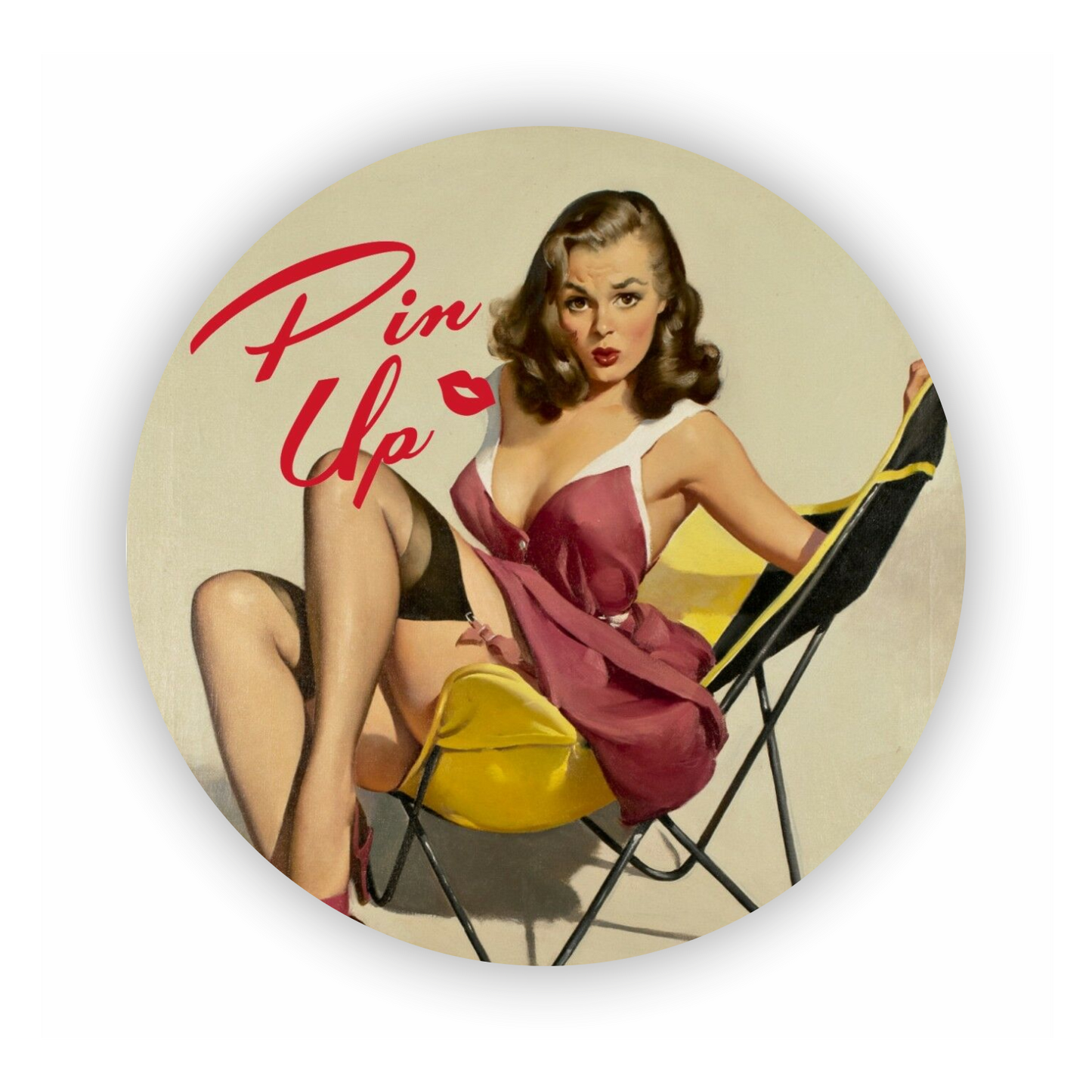 Pin-Up Aufkleber - Retro Nylon 1950er Rund