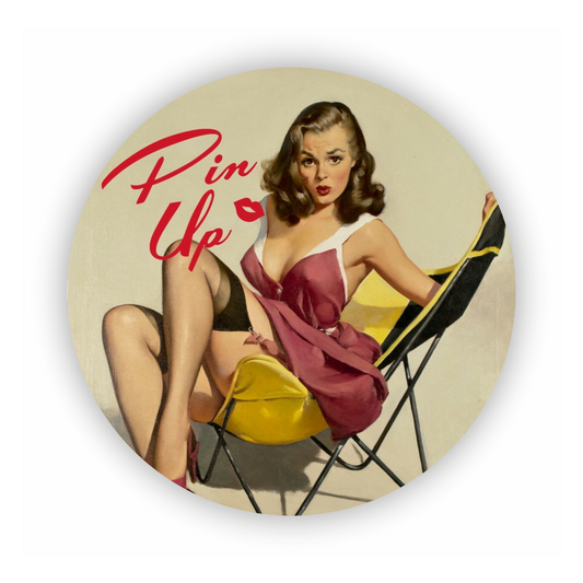 Pin-Up Aufkleber - Retro Nylon 1950er Rund