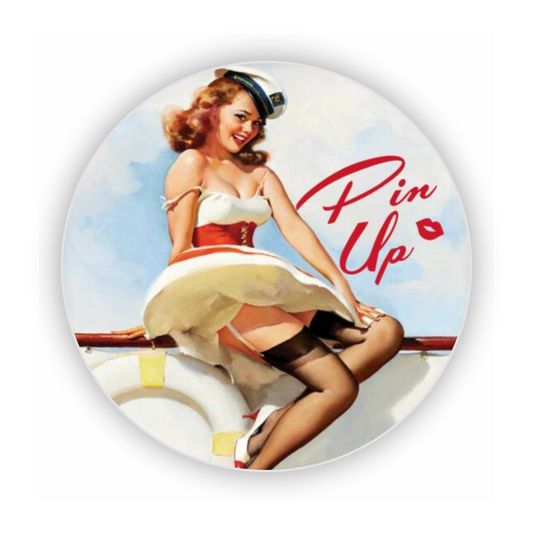 Pin-Up Aufkleber - Retro Matrosin 1950er Rund