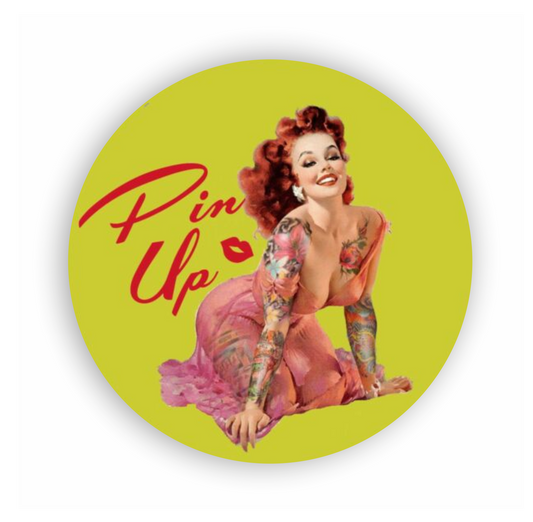 Pin-Up Aufkleber - Retro Rose Tattoo 1950er Rund