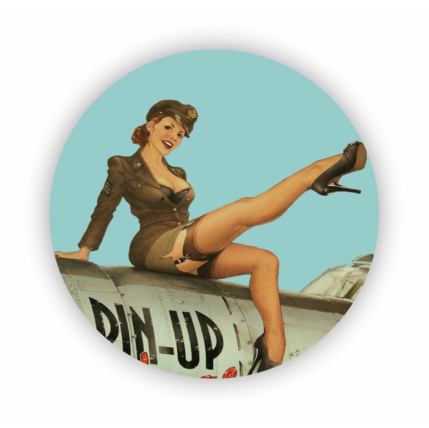 Pin-Up Aufkleber - Retro Air Force 1950er Rund