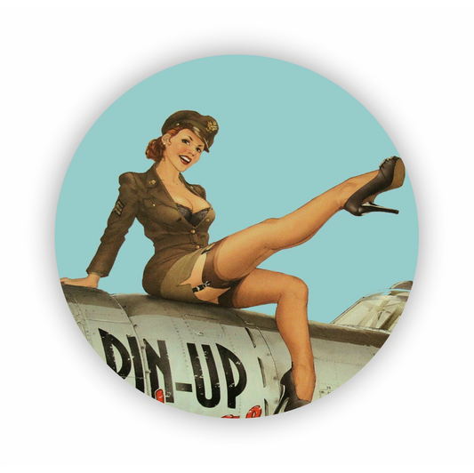 Pin-Up Aufkleber - Retro Air Force 1950er Rund