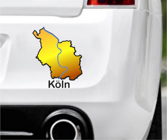 Autoaufkleber -  Köln Gold StaatsUmriss Flagge
