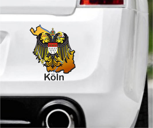 Autoaufkleber -  Köln Gold - Wappen - Adler StaatsUmriss Flagge