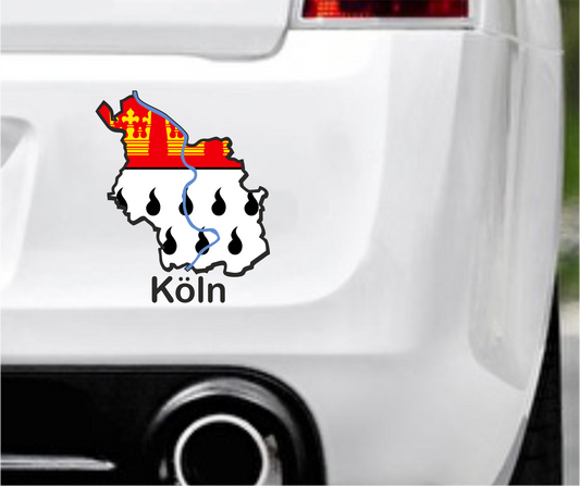 Autoaufkleber -  Köln Stadtwappen - Wappen - Krone StaatsUmriss Flagge